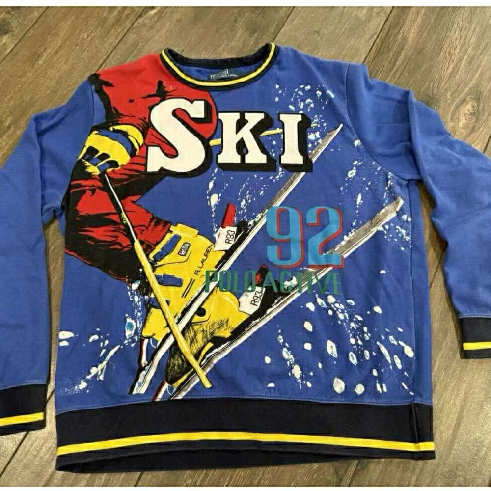 Polo by Ralph Lauren Crewneck Blue Red Ski Sweater